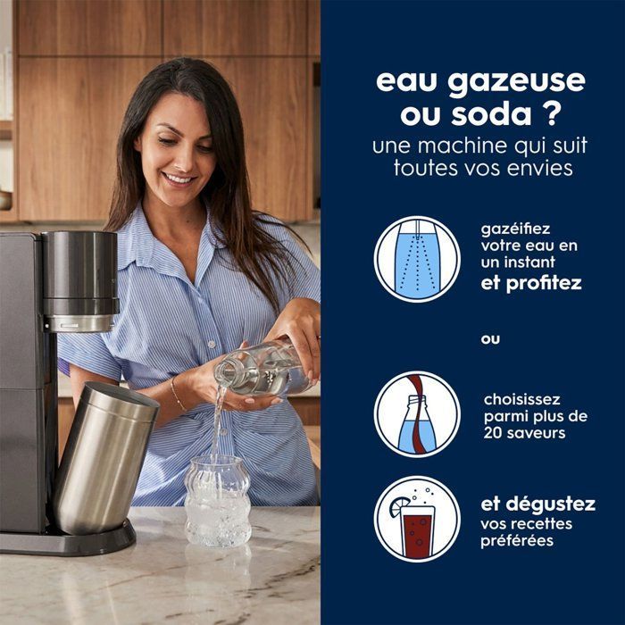 SODASTREAM DUO Black Soda and Sparkling Water Maker - 2 Glass Carafes - 1 60L Gas Refill