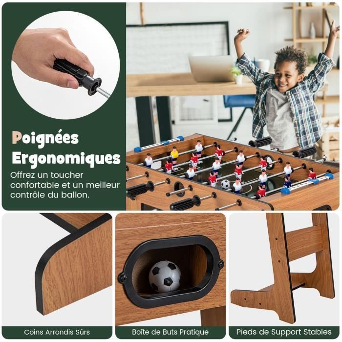 COSTWAY Opklapbare tafelvoetbaltafel 69 x 36 x 71 cm - Hout - 18 spelers - 2 scoreborden, 2 ballen - Speltafel voor volwassenen/kinderen