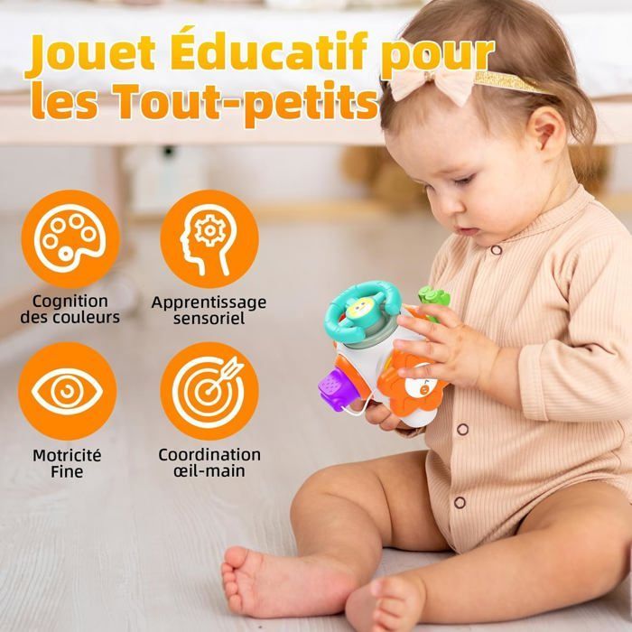 6-in-1 Activity Cube Toy for 1-Year-Olds, Montessori Sensory Motor Skills Toy for Children 6-12 Months and 2 Years, Educational Developmental Baby Games