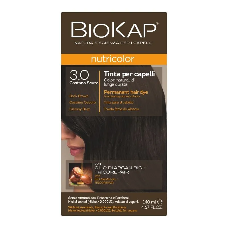 Biokap Nutricolor Farba do włosów, 3.0 Ciemny Brąz