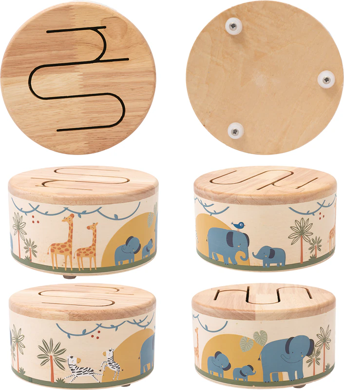Tambor Musical de Madeira Safari da 2Kids Toys - Brinquedo Musical