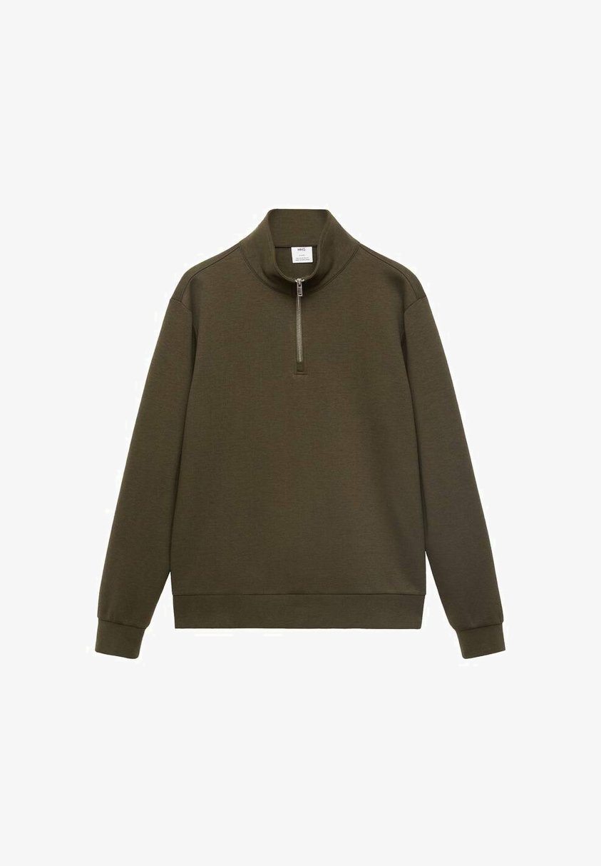 Sweat-shirt Mango coupe classique avec fermeture éclair - olive