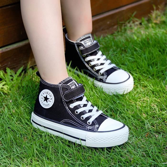 Zapatillas deportivas unisex de lona de caña alta para niños y niñas, ligeras, transpirables y antideslizantes.