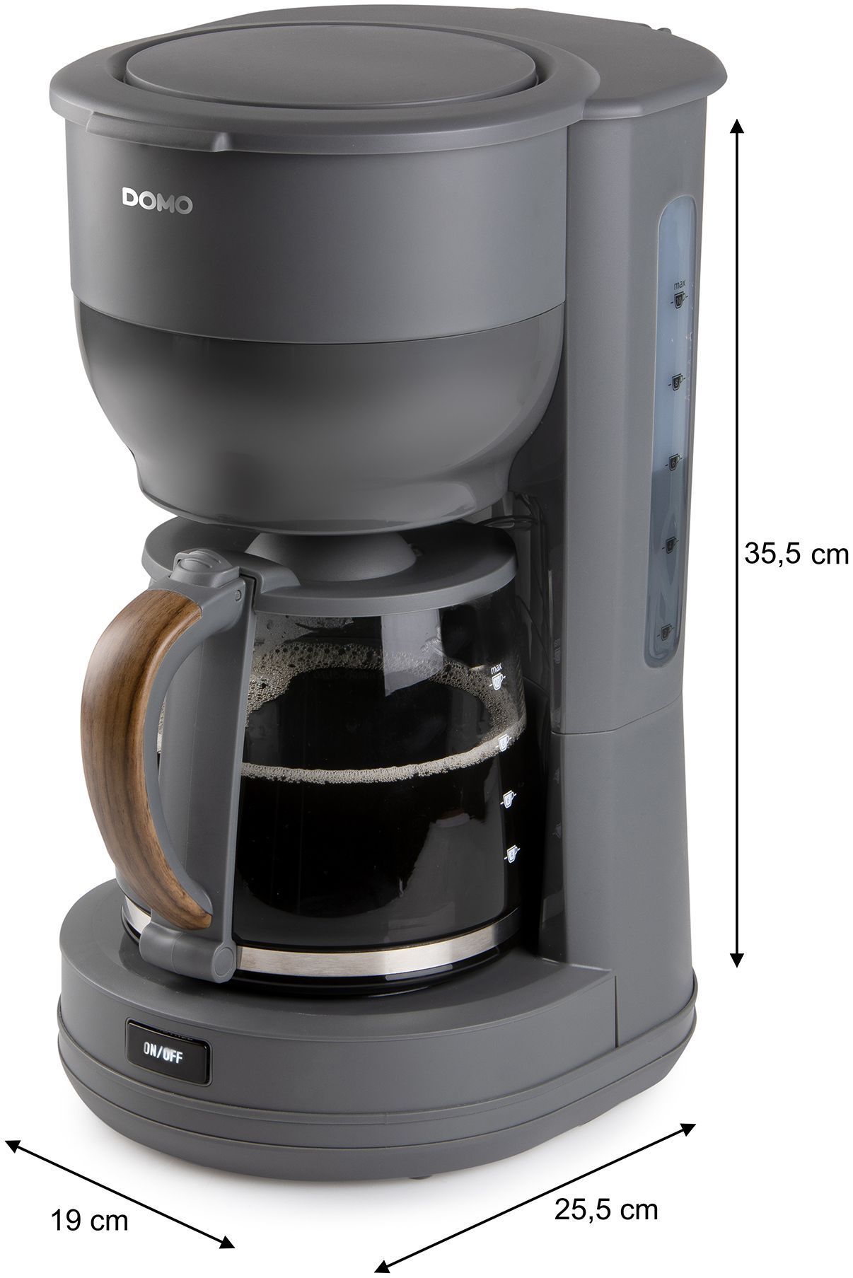 Cafetière filtre - DOMO - DO754K - 1,25 L - 10 tasses - Gris / Bois
