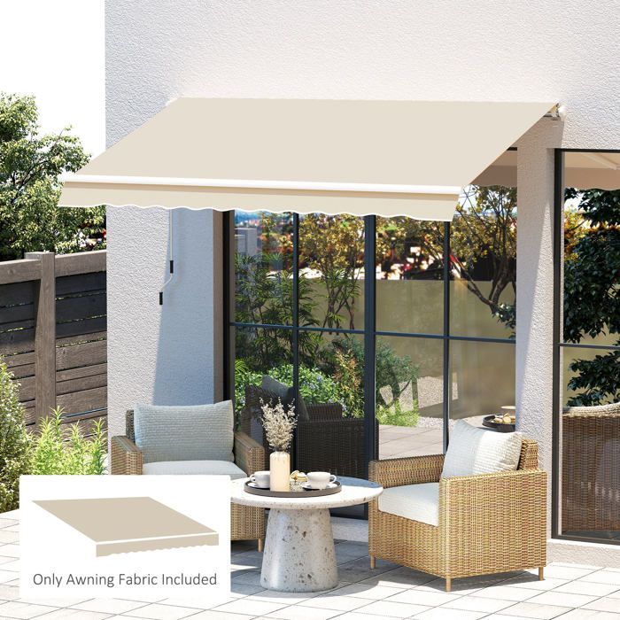 Tela de repuesto para toldo - Outsunny - cenefa de ondas suaves - poliéster de alta densidad 280 g/m² resistente a los rayos UV - 2,82 x 2,4 m - color crema