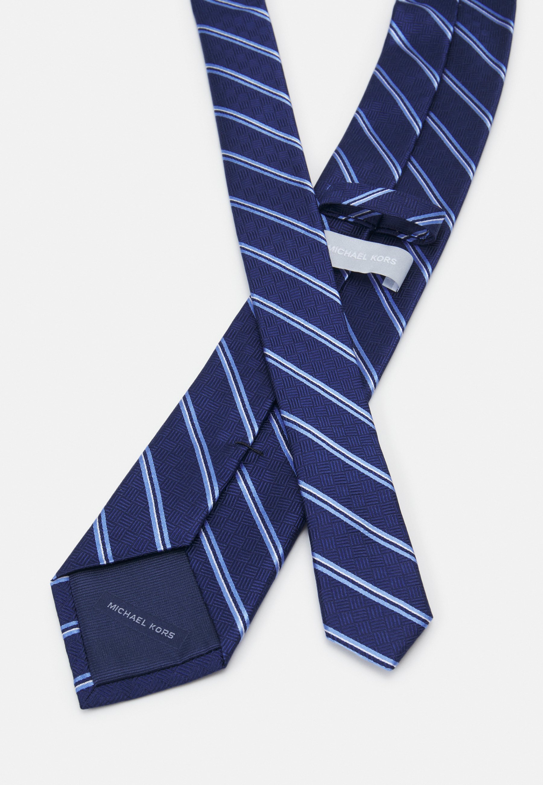 Cravate Michael Kors à rayures et à chevrons - bleu marine