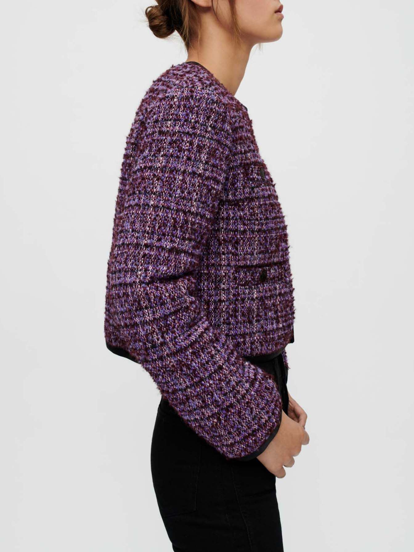 Jachetă matlasată violetă din tweed - Violet