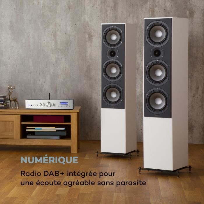 Amplificateur HiFi stéréo - Auna - AMP-CD608 DAB - 4x100W RMS - Bluetooth intégré - Argent