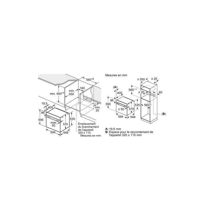 Four encastrable - SIEMENS - HB554AER3F - 71L - EcoClean - Air pulsé 3D Plus
