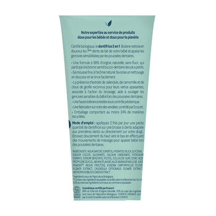 Biolane - Organic Toothpaste - Baby - Cleans First Teeth - Strawberry Flavor - 50 ml