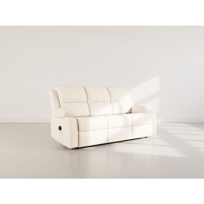 Armand – 3-Sitzer-Elektrosofa mit Relaxfunktion in Kunstleder – Beige