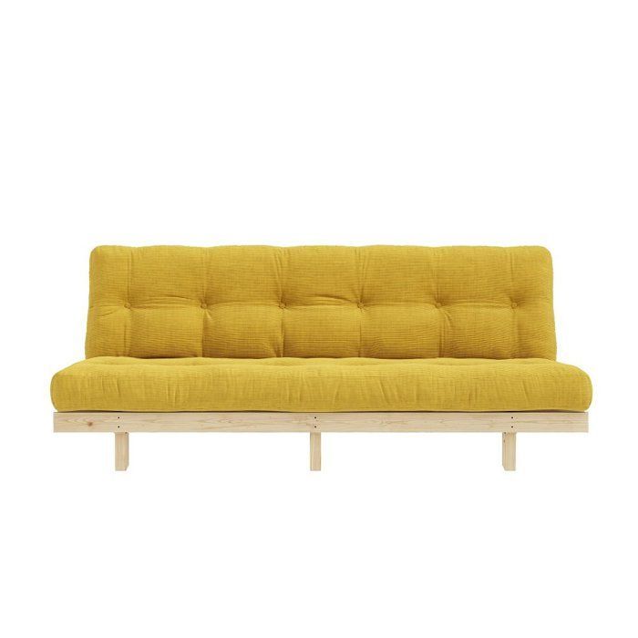 Banquette convertible futon LEAN pin coloris miel couchage 130x190 cm.