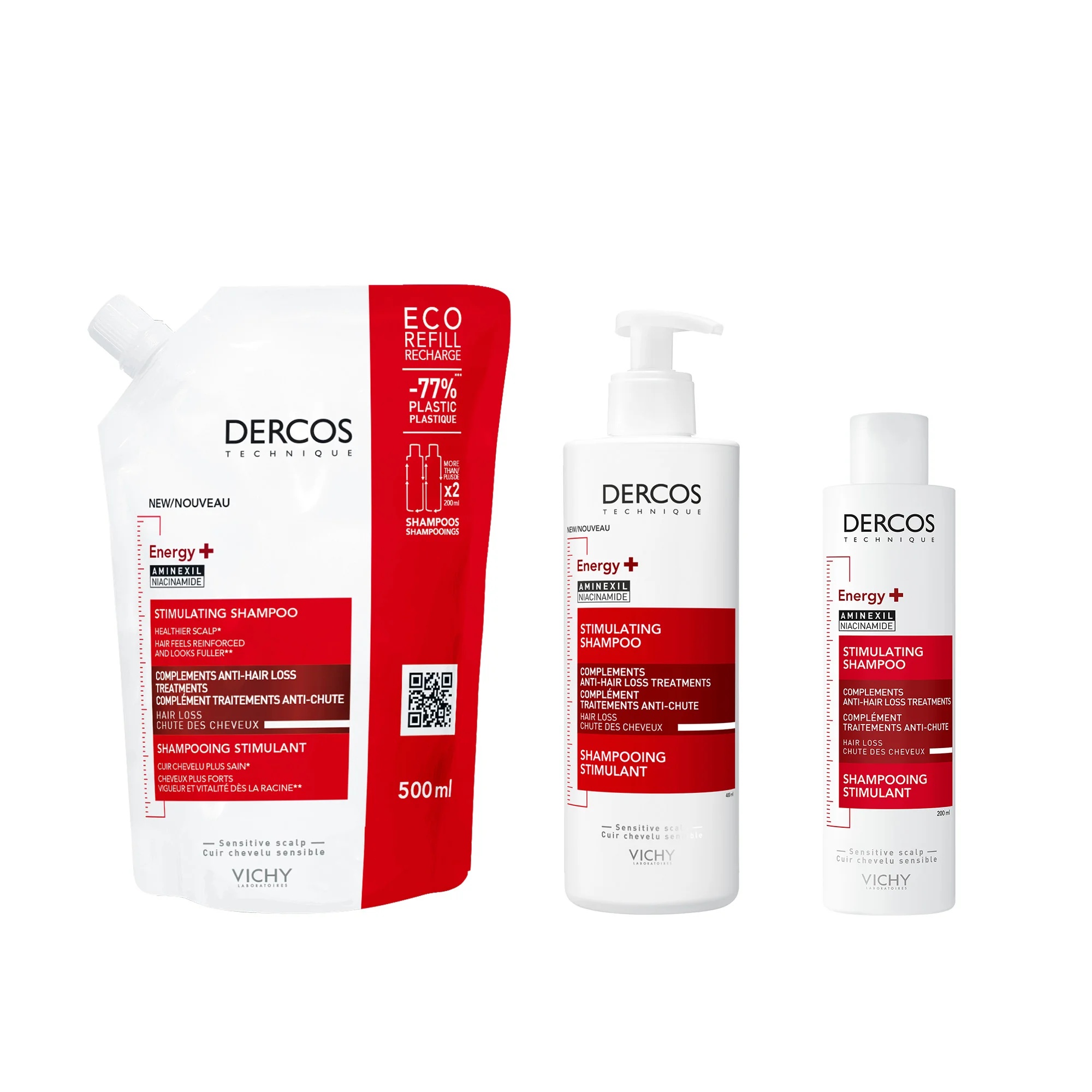 Vichy Dercos Shampoo Energizante 400 ml Combate a queda de cabelo