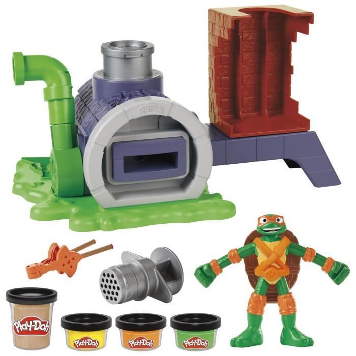 Set di plastilina Play-Doh Tartarughe Ninja con forno lancia-pizza e pasta modellabile.