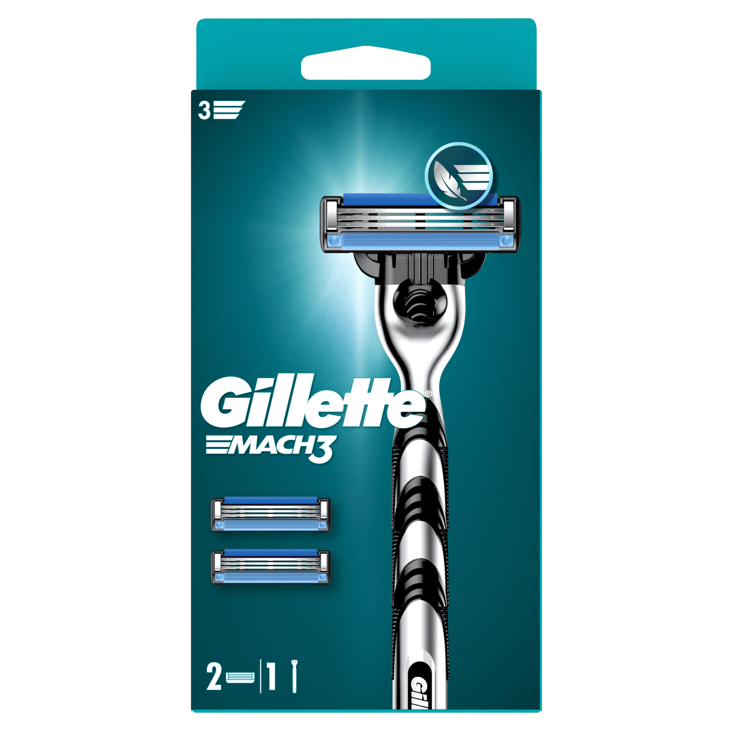 Gillette men's razor 1pc + Mach 3 cartridges