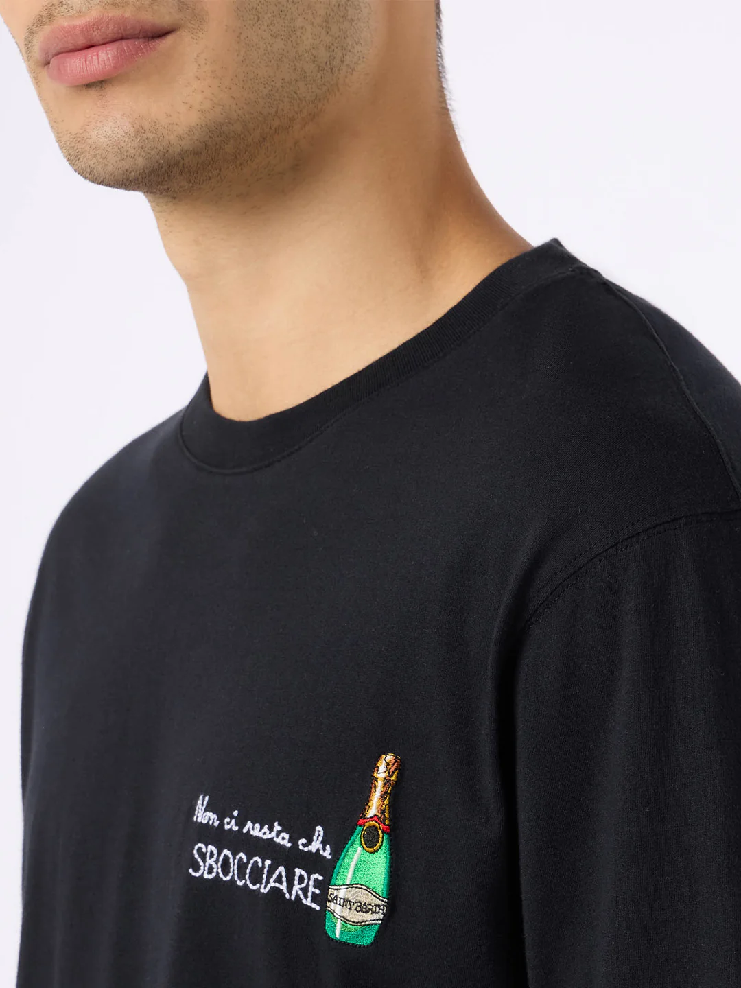 Klassiek model heren T-shirt van Portofino katoenjersey met geborduurd N-logo.