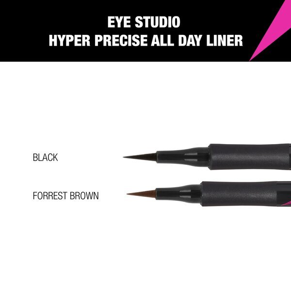Maybelline New York Eye Studio Hyper Precise All Day Liner 001 Forest Brown črtalo za oči