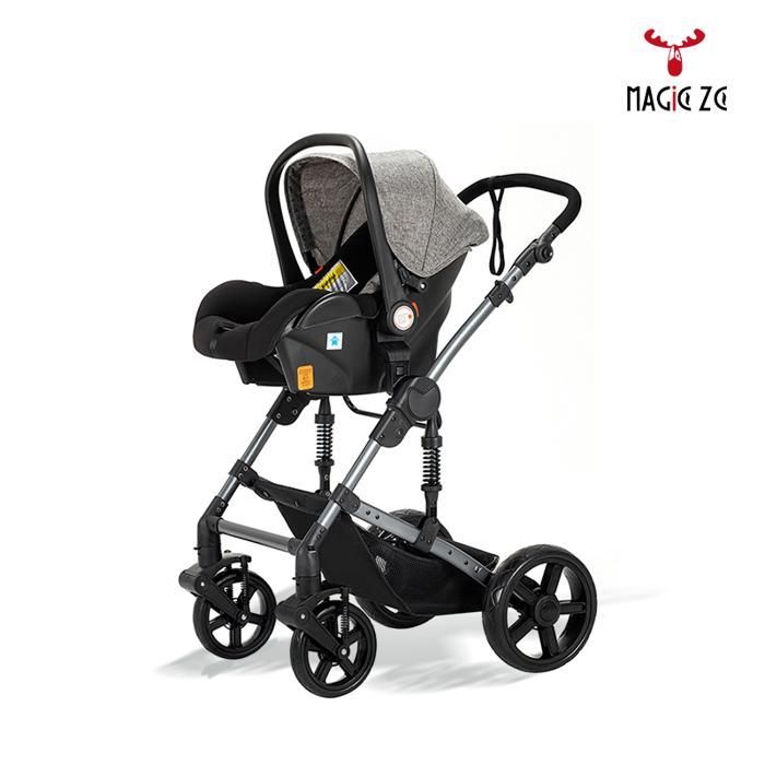MagicZC Poussette,poussette trio 3 en 1,pour 0-3 ans,convertible Nacelle,3 en 1,Position Allongée,siege auto,Gris
