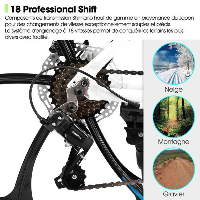 Hiland 26-inch adult mountain bike, 6 spokes, 18 speeds, with dual disc brakes, aluminum frame, for men and women