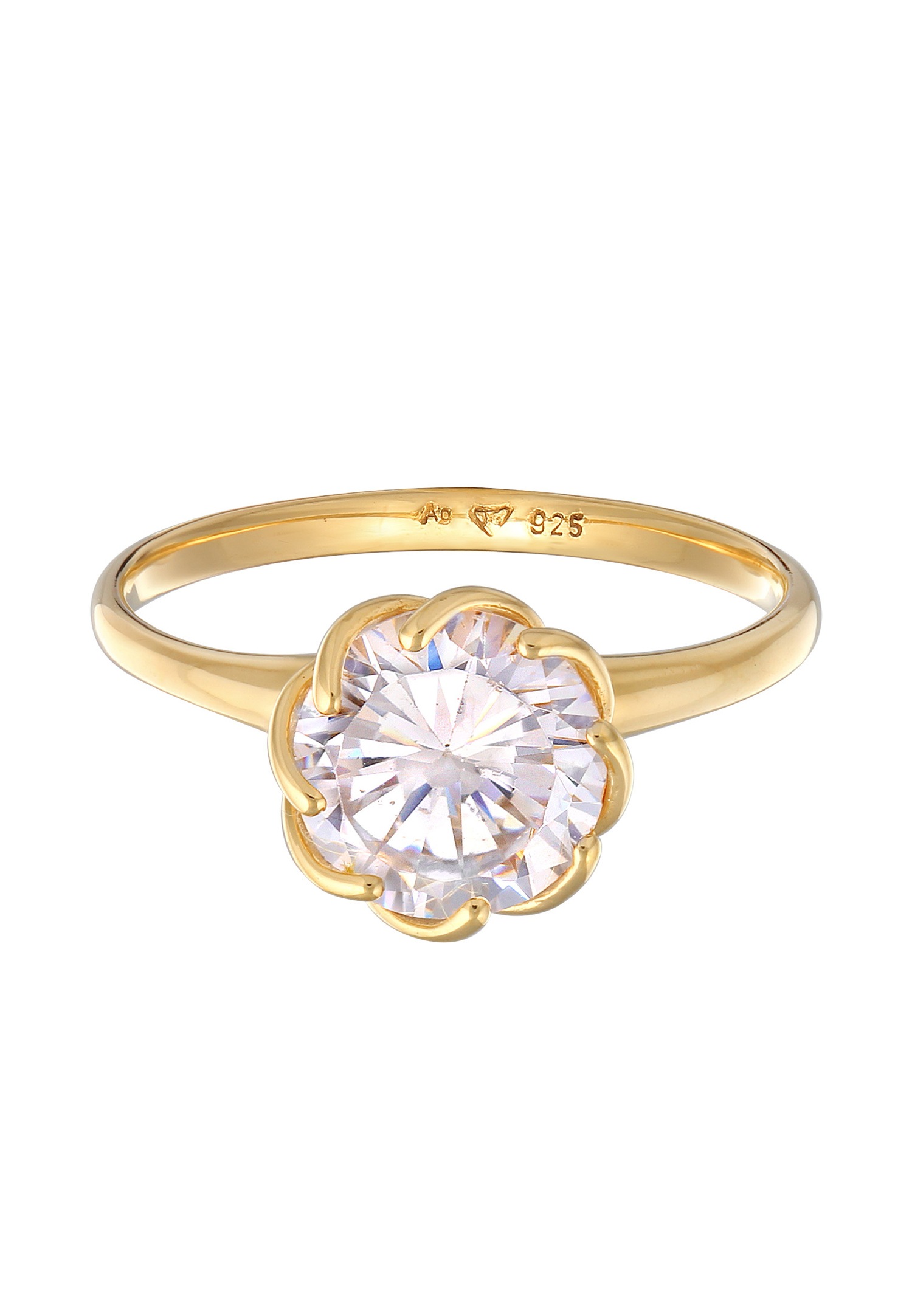 Elli Femmes Bague de fiançailles Solitaire Fleur avec Zirconia en argent sterling 925