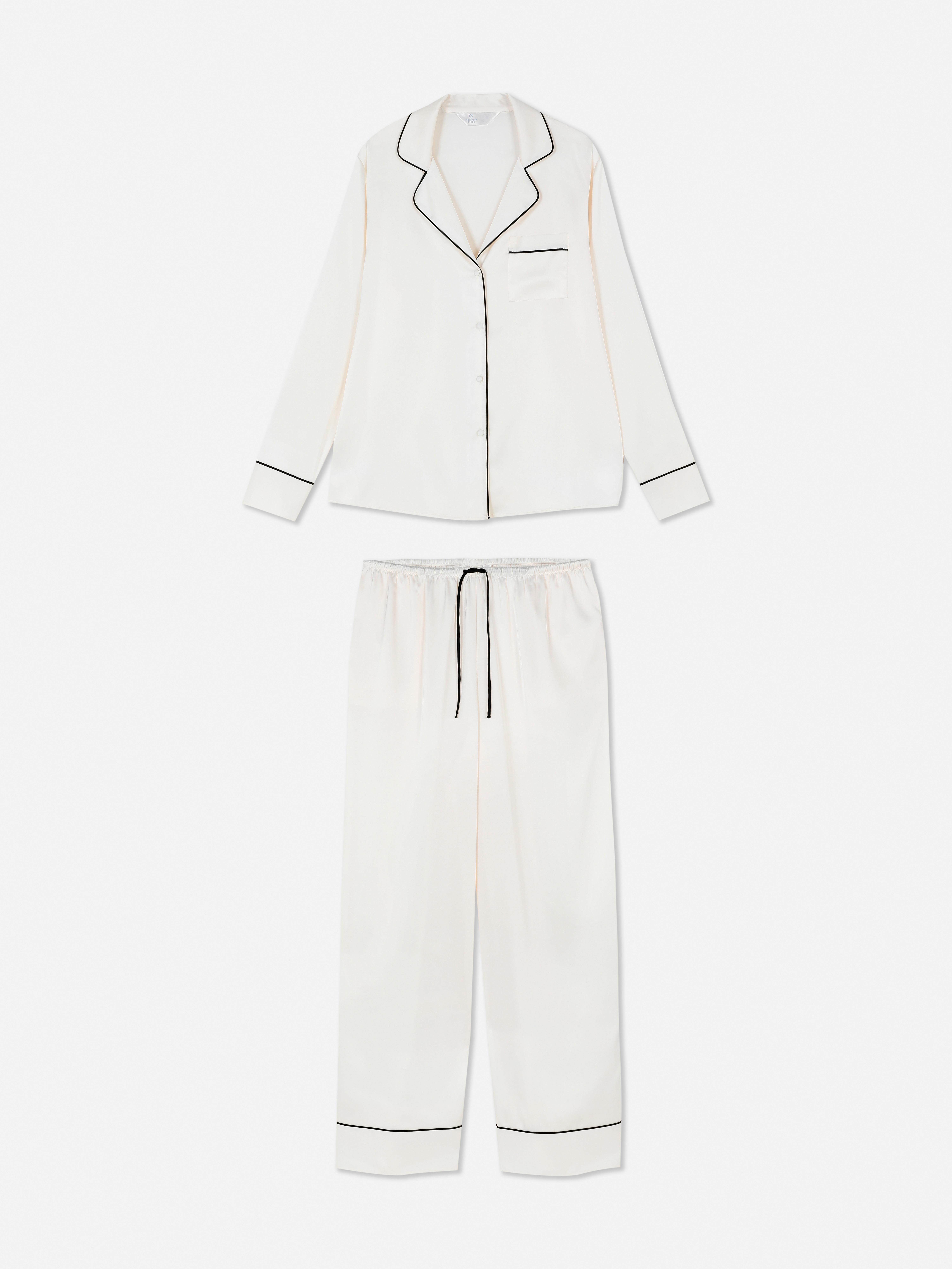 Set de pijamale din satin cu mânecă lungă Simțiți luxul pijamalelor noastre din satin cu mânecă lungă