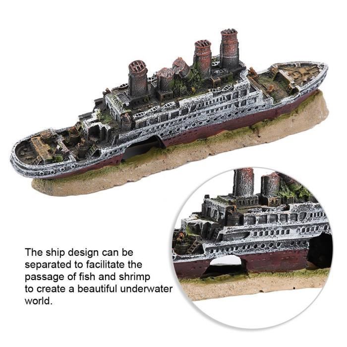 Akvaariokoristeet - Titanic - Hylky - Myrkytön muovi - Realistinen simulaatio - Maisemointi