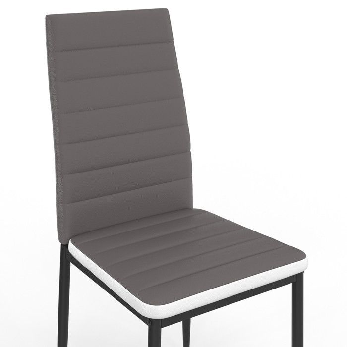 IDMARKET Set van 6 ROMANE eetkamerstoelen met grijze, gewatteerde zitting