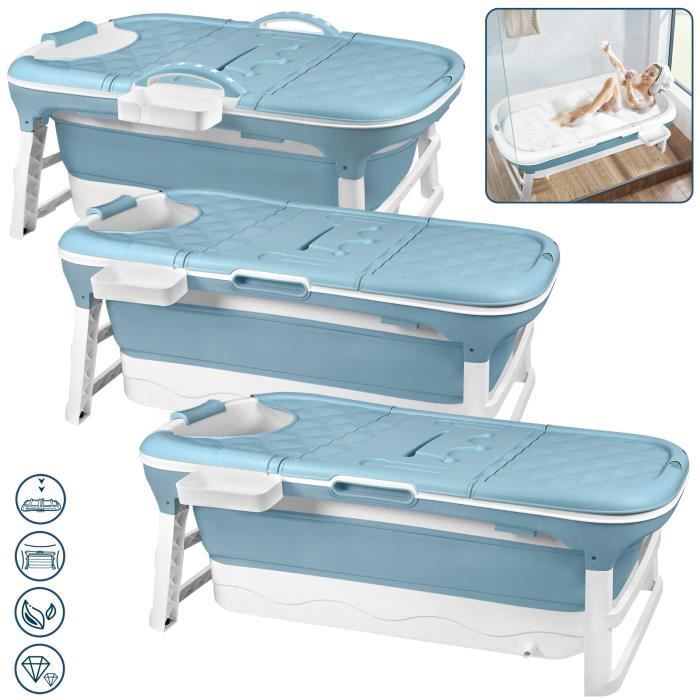 Bañera plegable XXL - LILIIN - 148x62x53 cm - Plástico - Con rodillos de masaje - Cubierta aislante