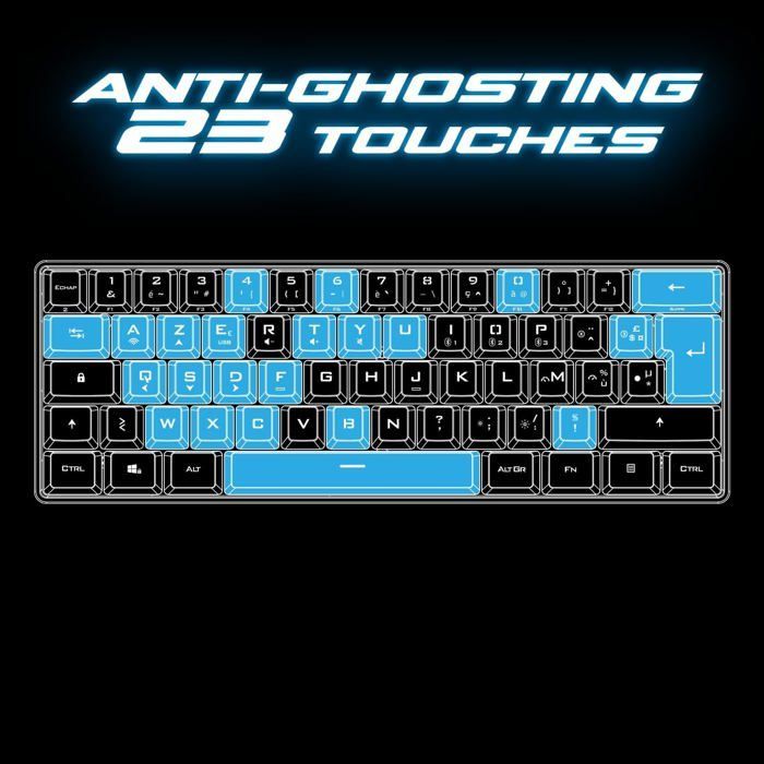 Tastiera da gioco TKL - CHOUMICHA SAVEURS FRANCE AGRO - Elite K50 - Wireless RF/BT/USB-C - Compatta 60% AZERTY - RGB ricaricabile