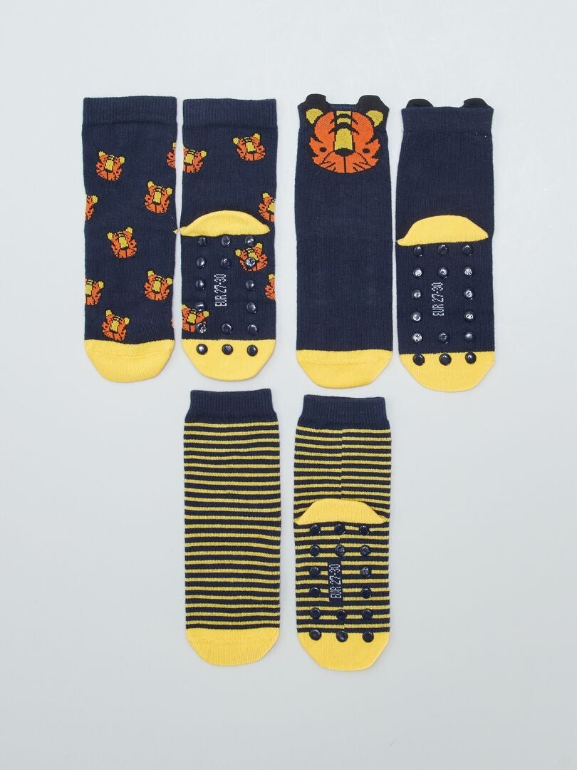 Juego de 3 pares de calcetines antideslizantes - AZUL