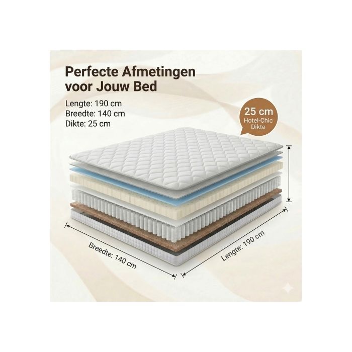 Matelas 140x190 cm à mémoire de 25cm de hauteur mémoire de forme, indépendance du couchage - YubNct