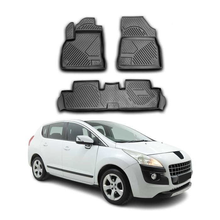 Alfombrillas para Peugeot 3008 2010-2016, 4 piezas, TPE negro.