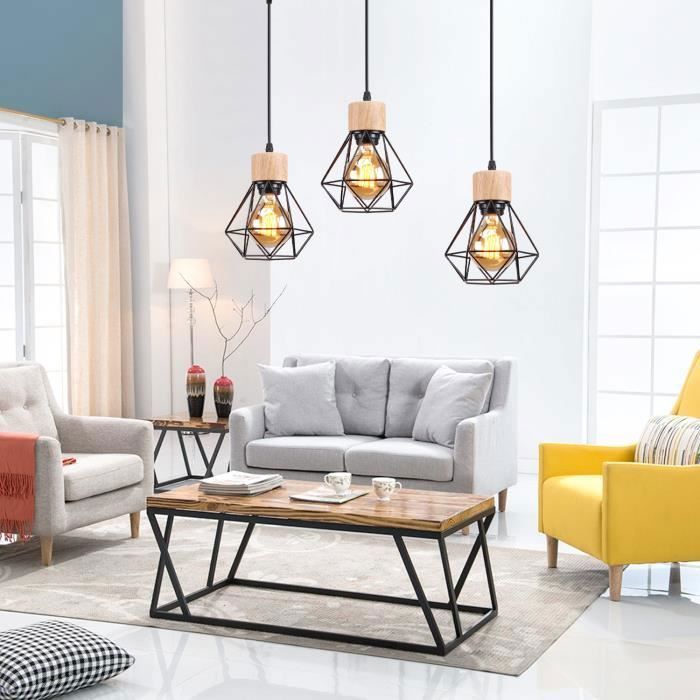 Lámpara de araña vintage negra IDEGU, lámpara colgante de jaula de metal de estilo industrial retro para sala de estar, dormitorio y cocina.