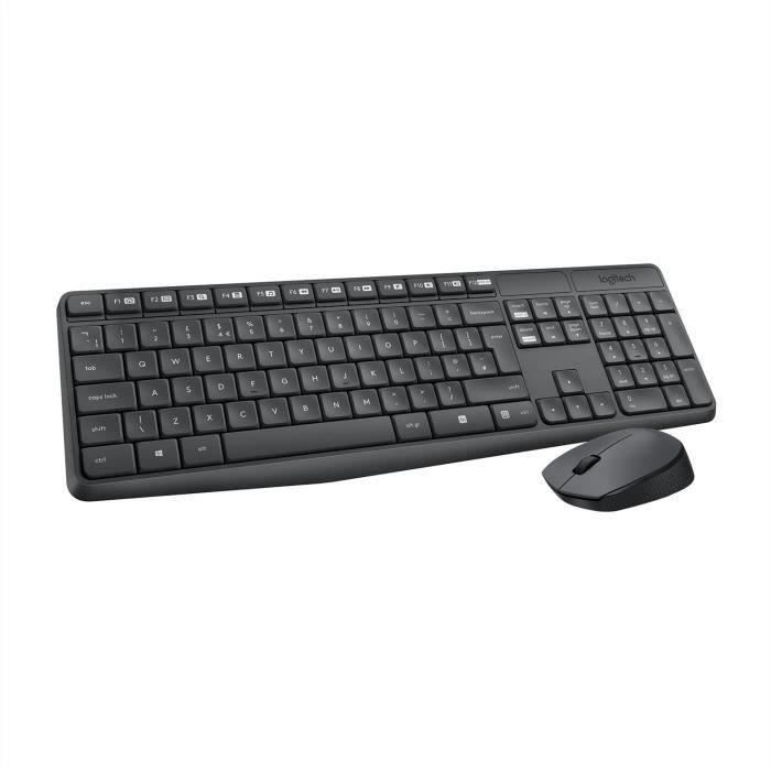 Combo de teclado y ratón inalámbrico - Logitech - MK235 - AZERTY - Grafito