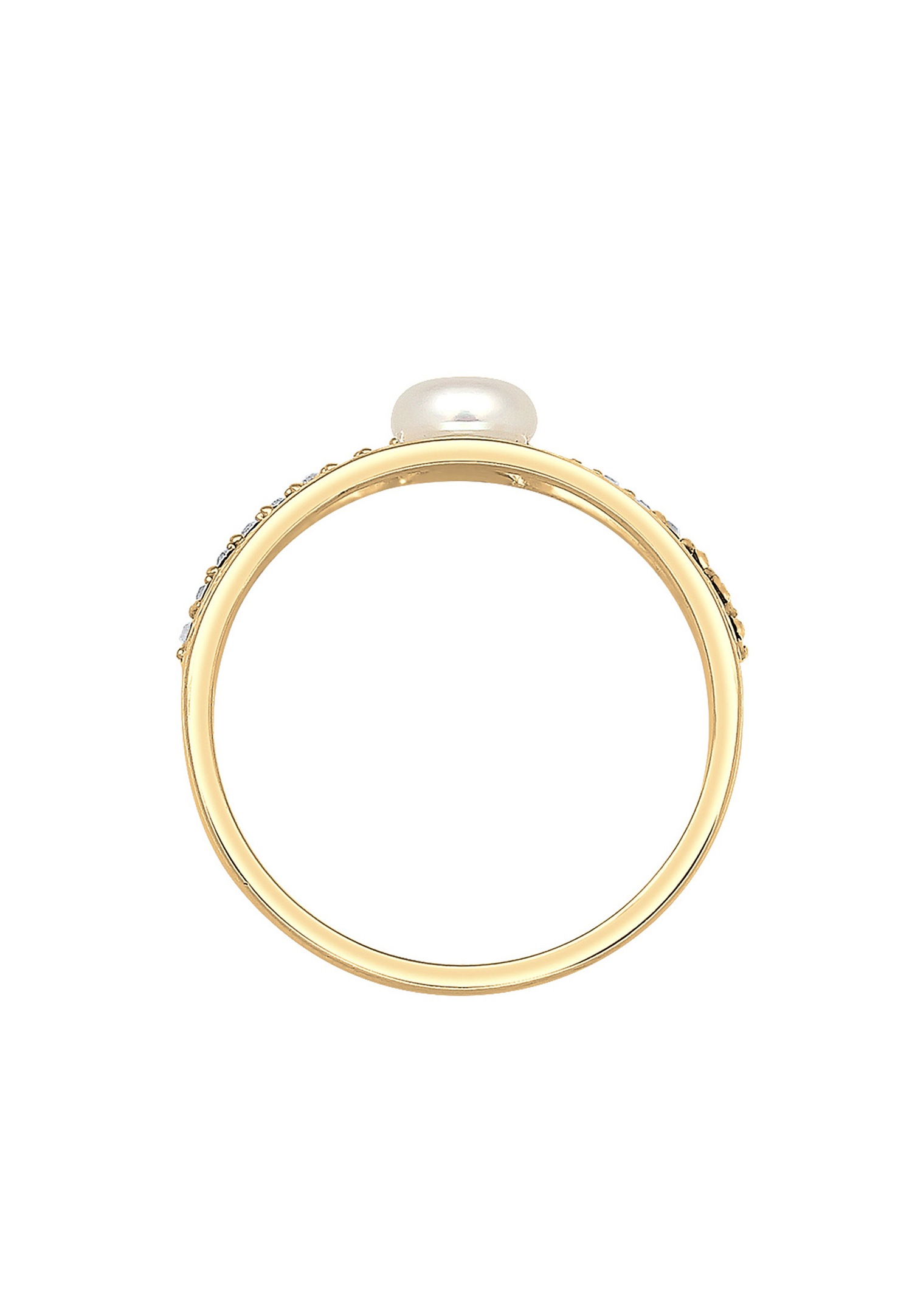Elli Femmes Élégant Géo Design avec Perle de Culture d'Eau Douce et cristaux en argent sterling 925 plaqué or
