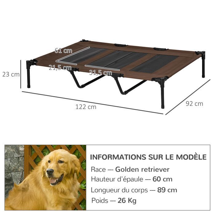 PawHut - Hondenmand - Hout - 122x92x23cm - Bruin