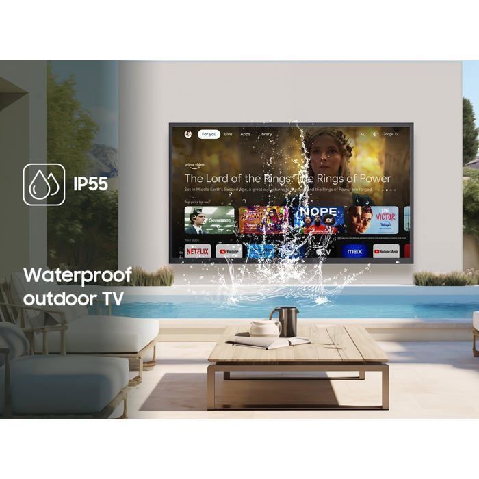 SYLVOX Smart TV para juegos y exteriores de 75” (190 cm) - 4K UHD 1000 nits - Google TV - 120 Hz - Dolby Atmos - HDMI 2.1 - Resistencia al agua IP55 - Asistente de Google