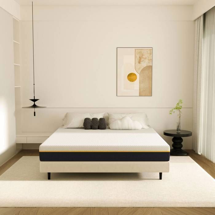 Colchón de 140x200 cm - 17 cm de doble capa de espuma, espuma viscoelástica, fibras de carbón de bambú, 17 cm, transpirable, absorbente, que absorbe la humedad.