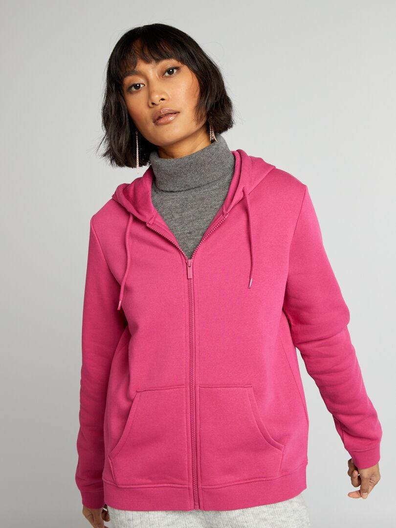 Hoodie met rits - donkerroze
