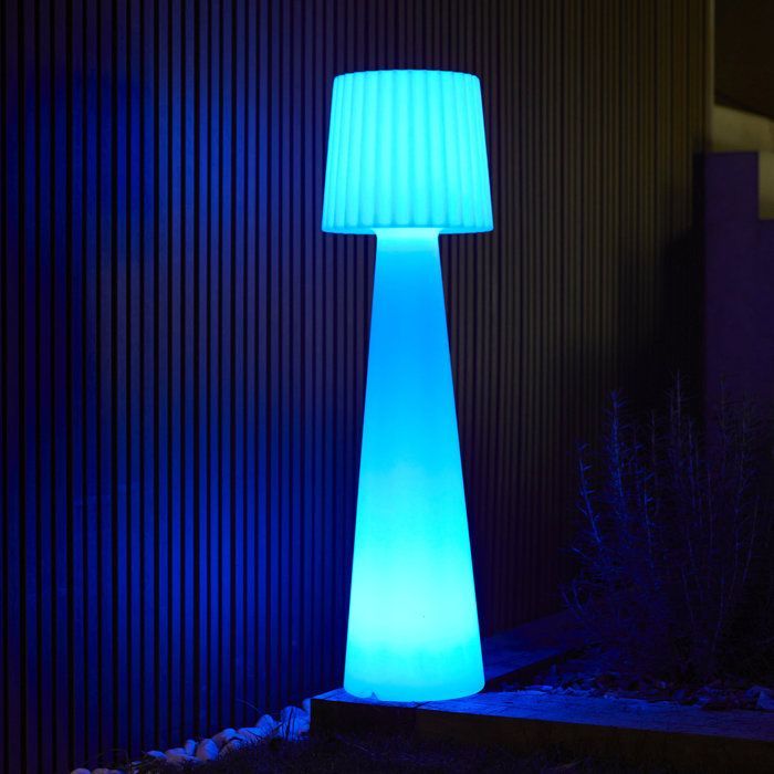 Lampada da terra wireless per esterni - LUMISKY - LADY C110 - LED multicolore dimmerabile - Paralume ondulato - Telecomando - H110 cm