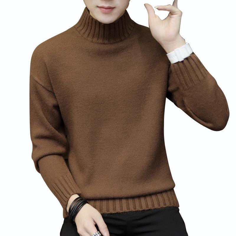 Suéter de cuello alto para hombre, otoño/invierno 2020, manga larga, grueso, informal, tipo jersey, abrigo de punto.