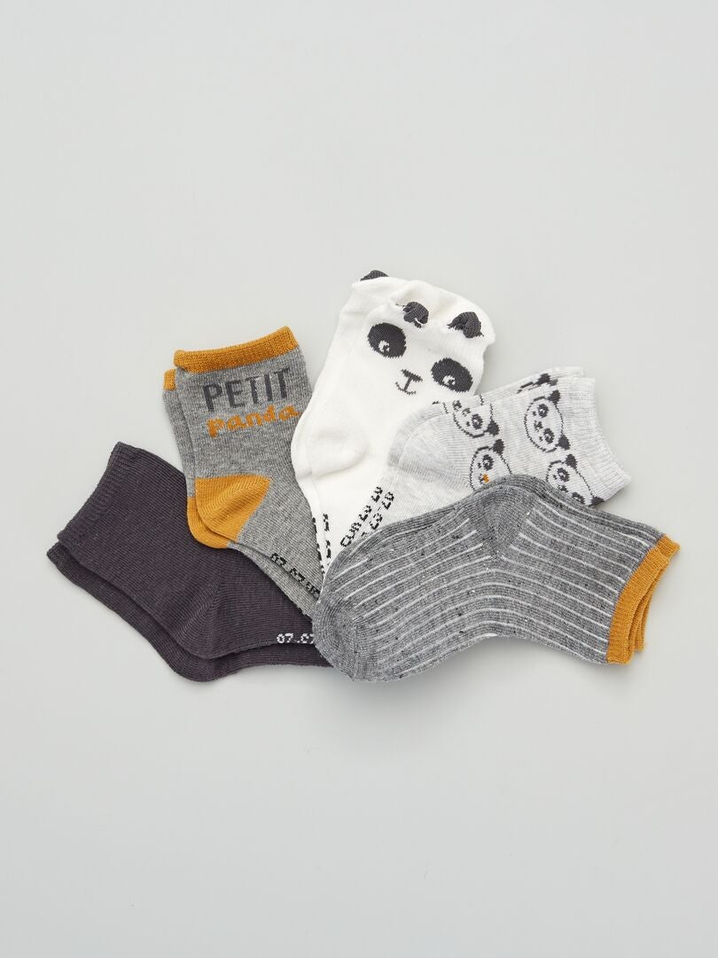 Meias estampadas - Conjunto de 5 - CINZA