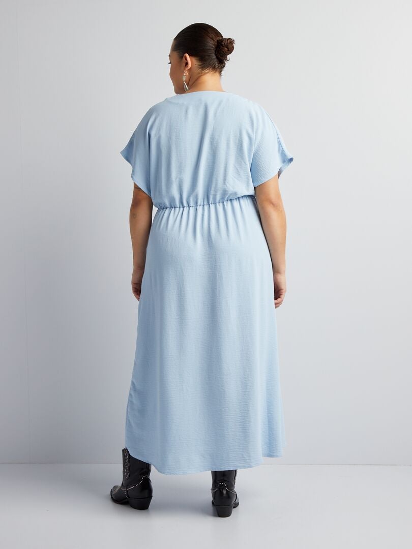 Zachte jurk met korte mouwen - BLAUW