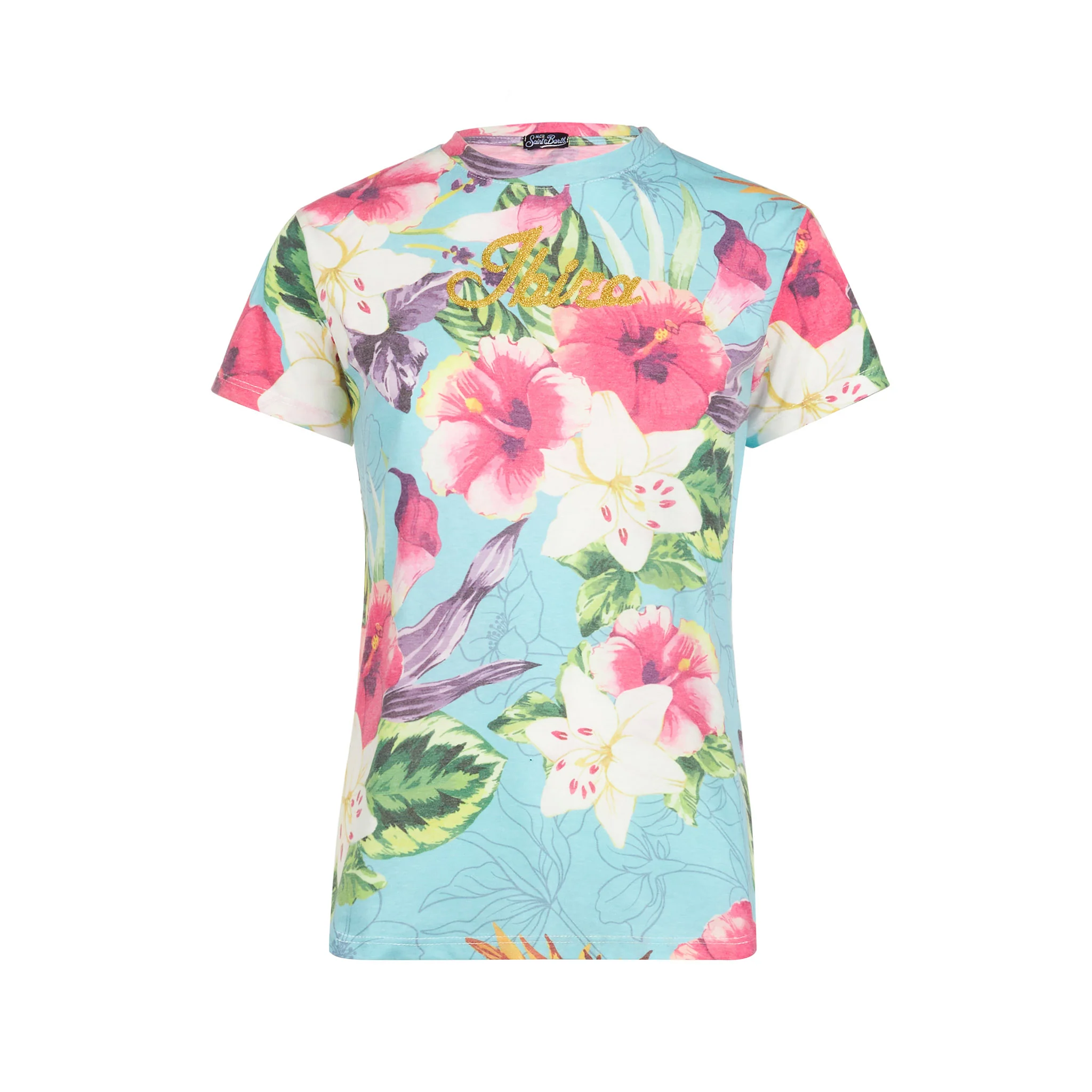 Dames T-shirt van katoen met hibiscusprint