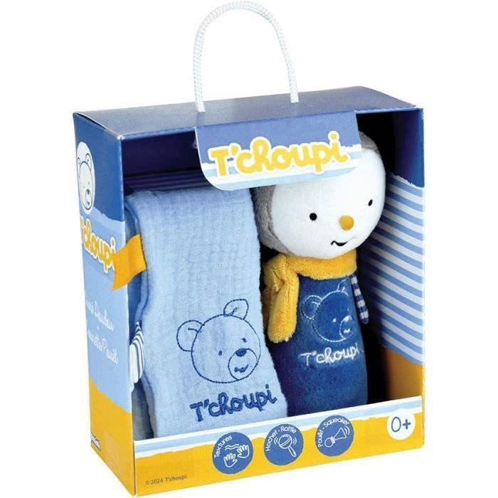 T'choupi Baby Cadeauset voor Pasgeborenen met Knuffel en Rammelaar (ca. 25 cm) - JEMINI - Ideaal als kraamcadeau.