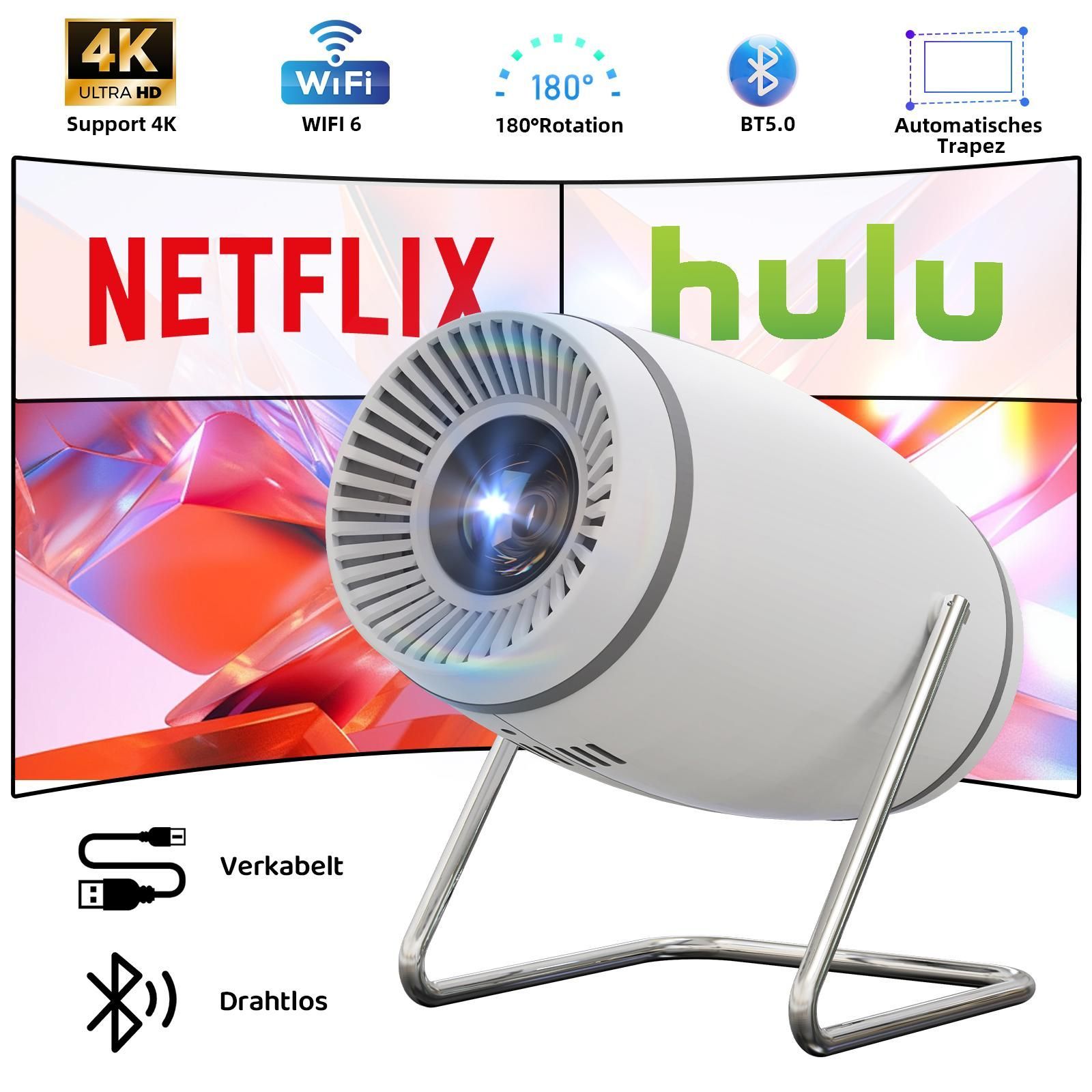 Portable projector - KOTSREN - Android 11.0 - 4K supported - 180° swivel - 50% zoom