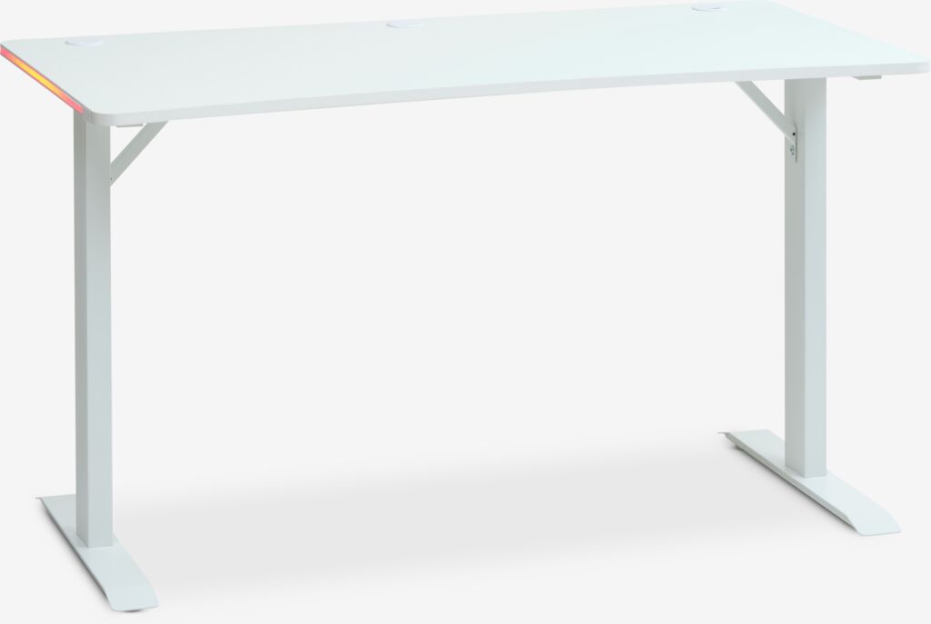 Herný stôl HALBJERG 65x135 s LED diódami biely