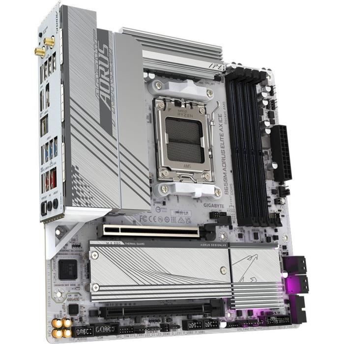 Motherboard - GIGABYTE - B650M AORUS ELITE AX ICE - Micro ATX - Wi-Fi 6E - DDR5 up to 8000 MHz