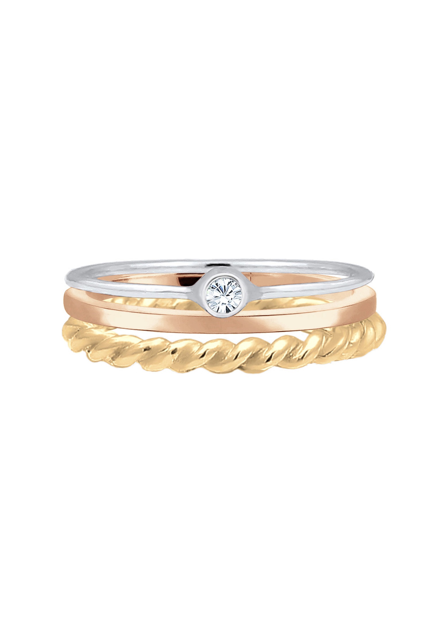 Elli Femmes Set Solitaire Basic Torsadé avec Cristal en argent sterling 925