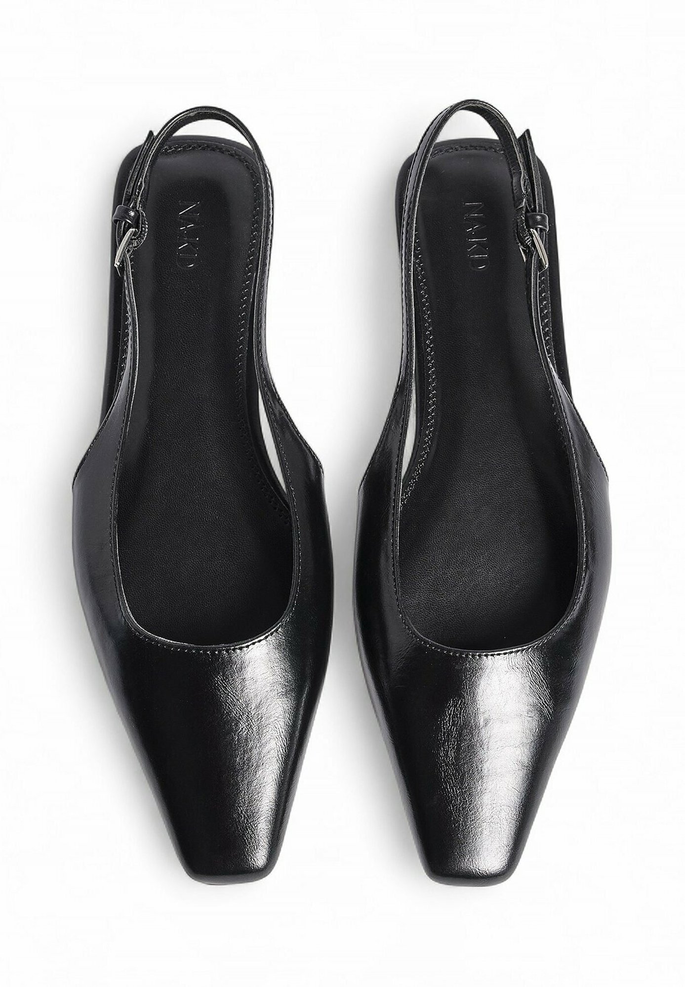 NA-KD SQUARED TOE - Slingback-Ballerinas - Schwarz
